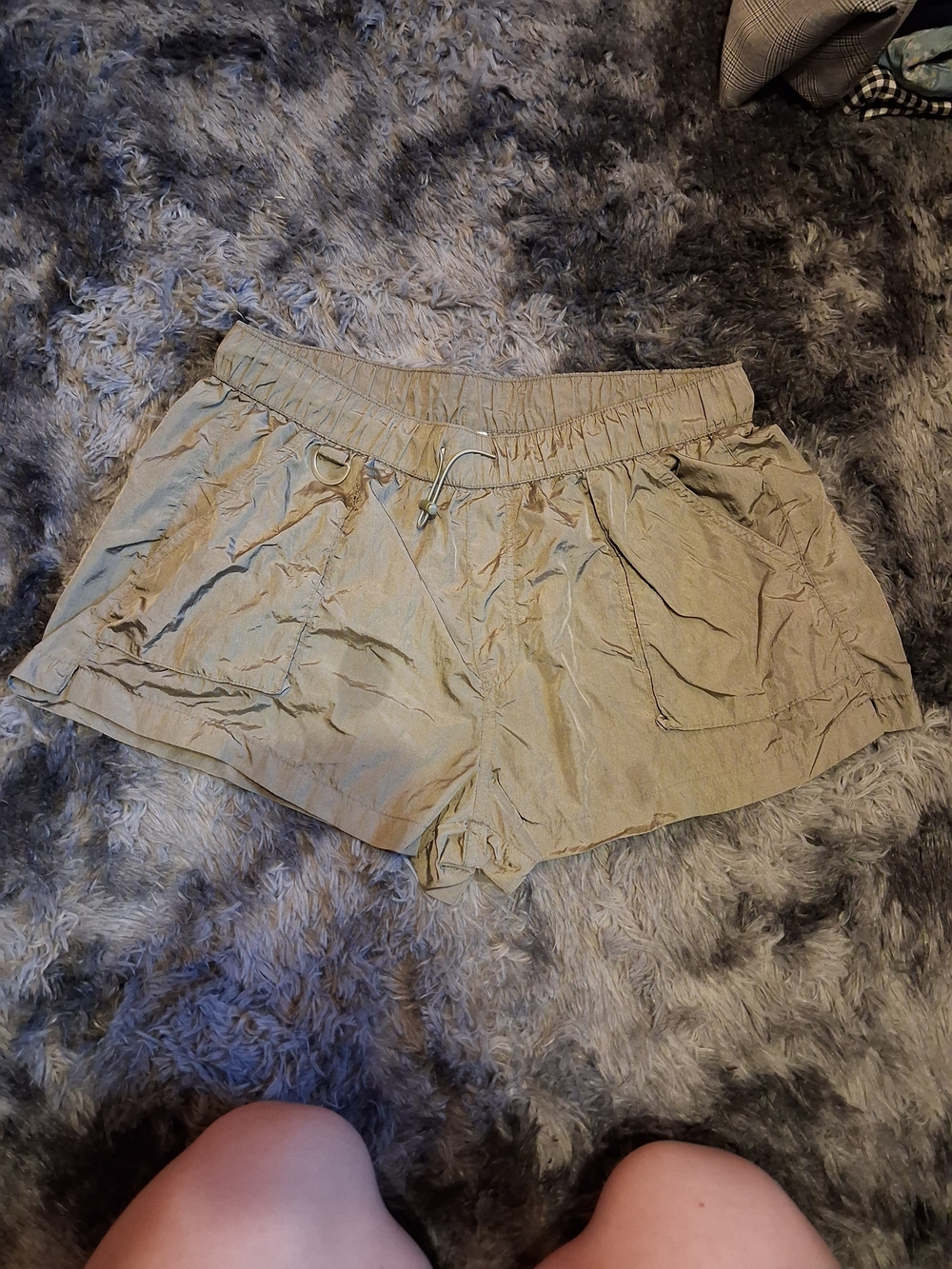 No Boundaries Light Olive Drawstring Athletic Shorts